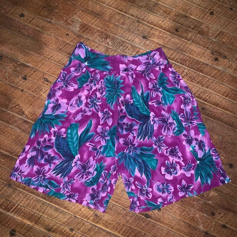 California Krush vintage coconutgirl tropical flower M high waist shorts